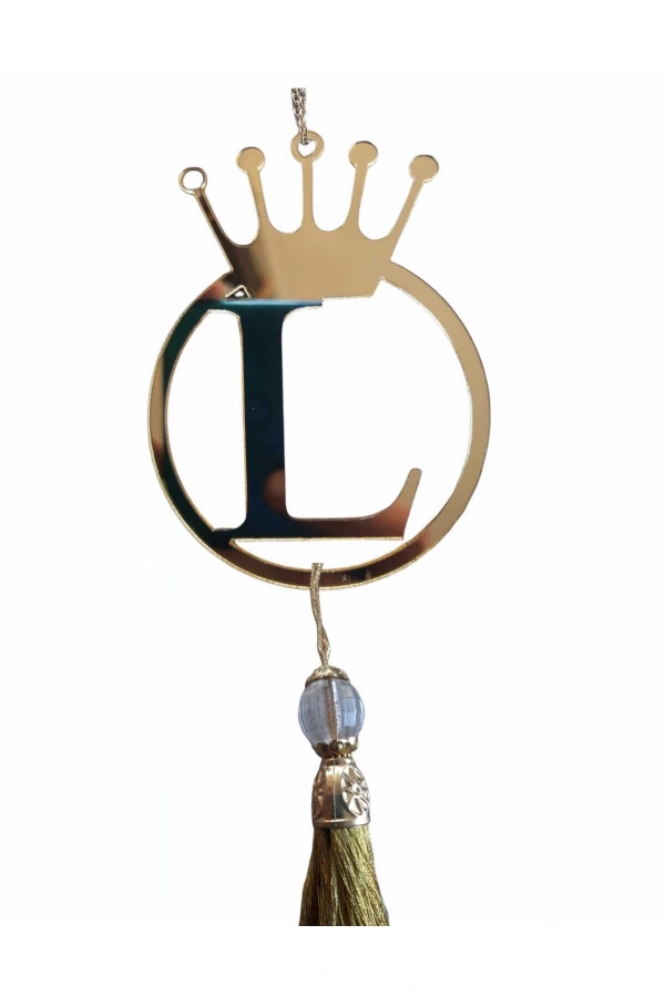 L Yazılı Ayna Pleksi Araba Dikiz Aynası Süsü Gold