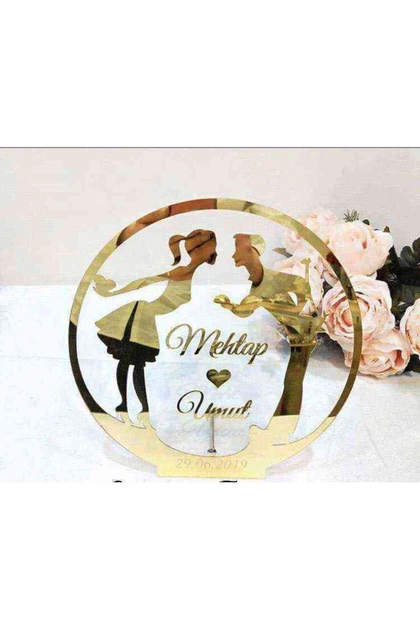 25X25 CM MASAÜSTÜ PLEKSİ İSİMLİK SÖZ NİŞAN KINA GOLD