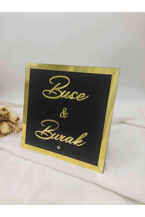 Pleksi İsimlik Masa Üstü İsim Söz Nişan Kına (25x25 cm )