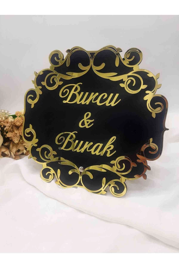 Pleksi Isimlik Masa Üstü Isim Söz Nişan Kına (25x25 Cm )