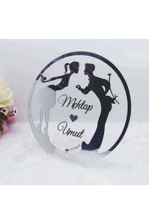25x25 Cm Figürlü Pleksi Isimlik Masa Üstü Isim Ayna Isimlik Söz Nişan