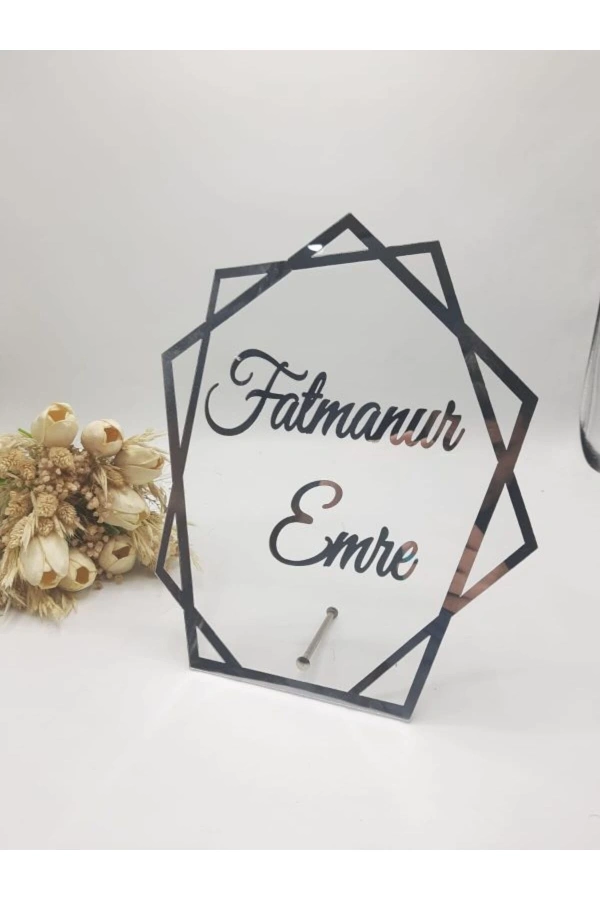 30X25 CM ÇOKGEN MASAÜSTÜ PLEKSİ İSİMLİK SÖZ NİŞAN KINA Gümüş