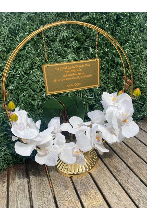 Anneler Gününe Özel Çember Süslü Isimlik Çiçekli Masaüstü Hediyelik Isimlik M2