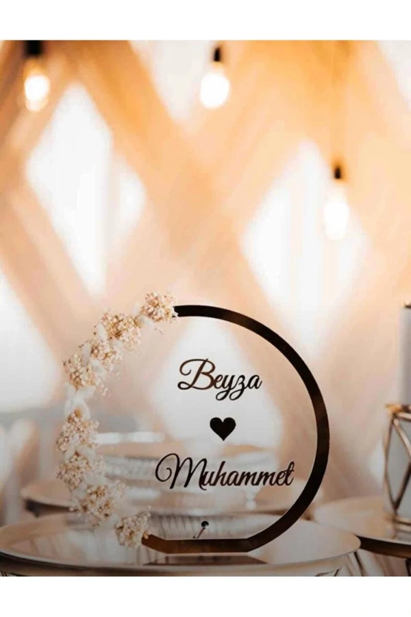 Pleksi İsimlik Masa Üstü İsim Söz Nişan Kına Süslü M2