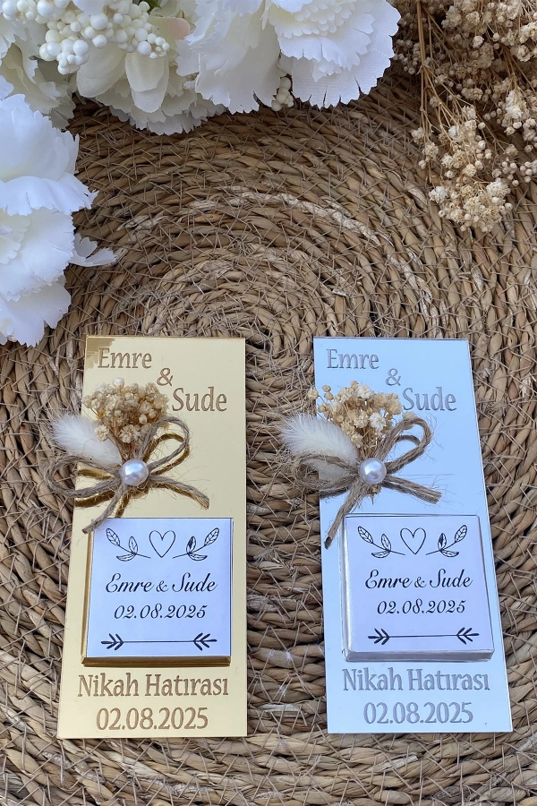 30 Adet Pleksi Hediyelik İsteme , Söz , Nişan , Düğün Çikolatası Madlen Çikolata Nikah Hatırası