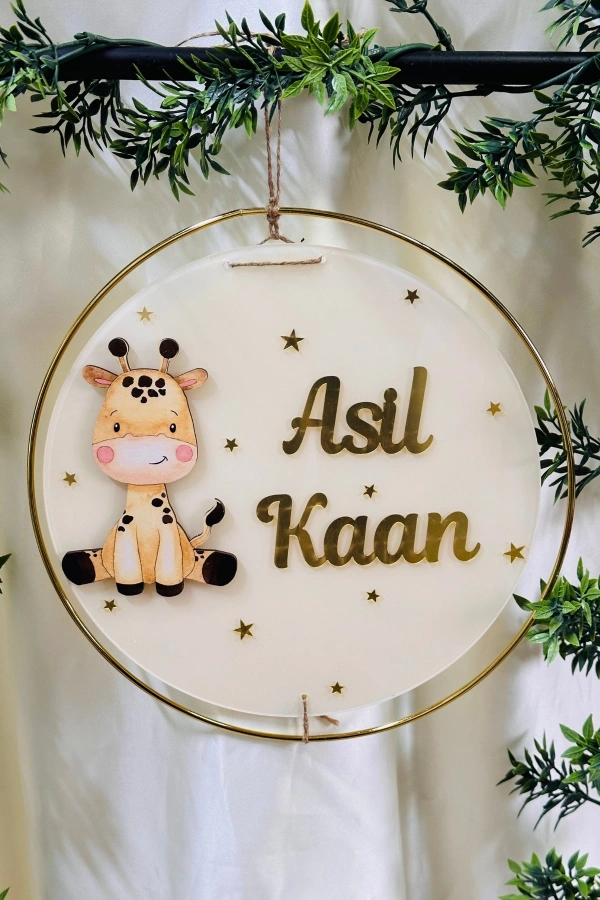Figürlü Bebek Odası Pleksi Hastane Bebek Kapı Süsü İsimlik Makrome 30x30