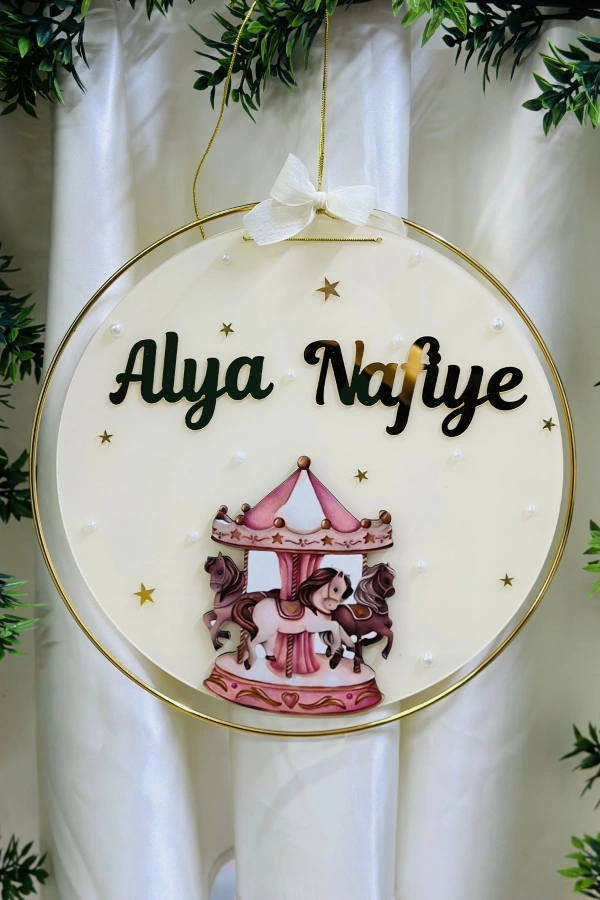 Figürlü Bebek Odası Pleksi Hastane Bebek Kapı Süsü İsimlik Makrome 30x30