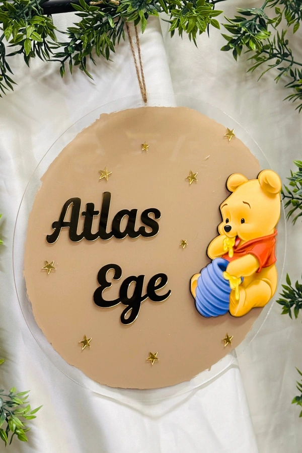 Figürlü Bebek Odası Pleksi Hastane Bebek Kapı Süsü İsimlik Makrome 30x30