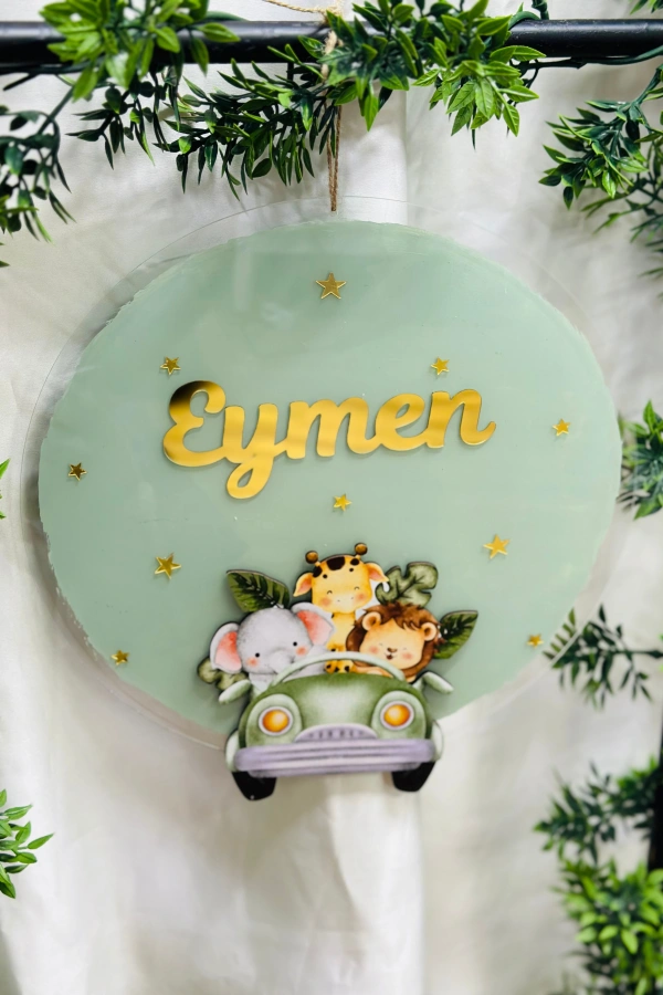 Figürlü Bebek Odası Pleksi Hastane Bebek Kapı Süsü İsimlik Makrome 30x30