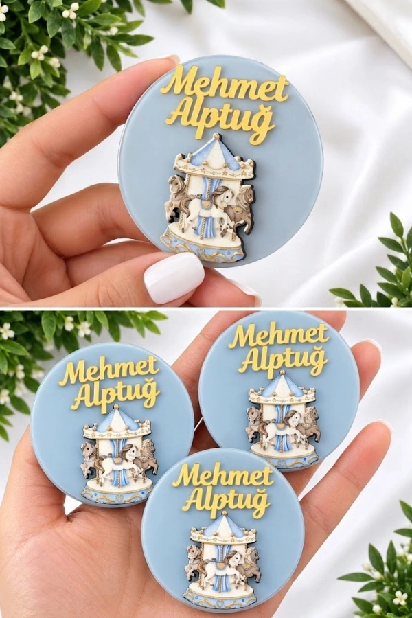 Atlı Karınca Figürlü Pleksi Doğum günü Magnet Hediyelik (15 adet) 7x7 cm