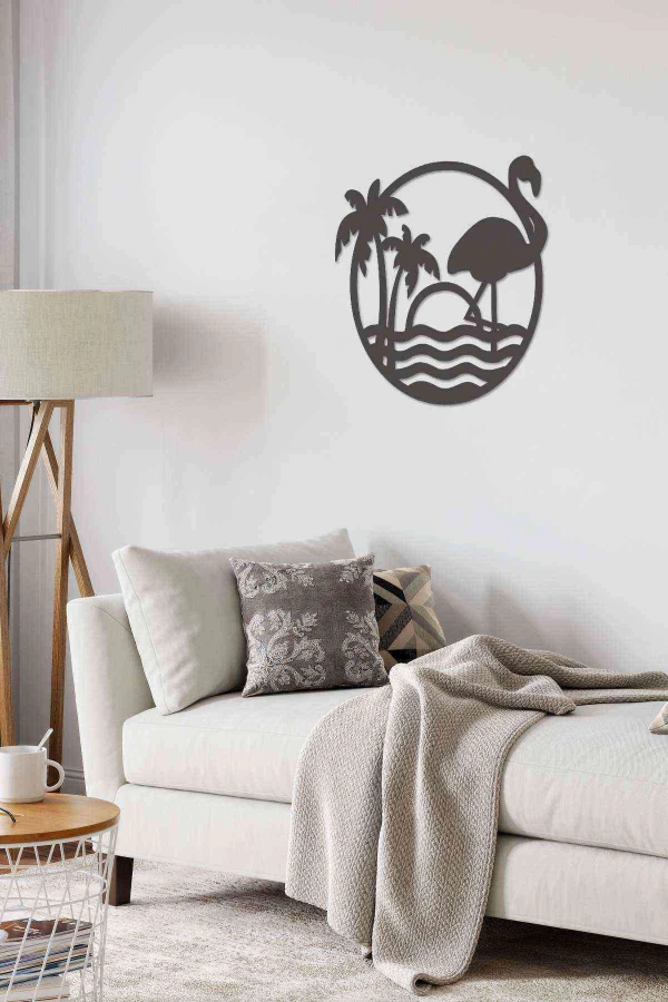 Flamingo Havai Siyah Ahşap Lazer Duvar Dekoru Tablo Mdf