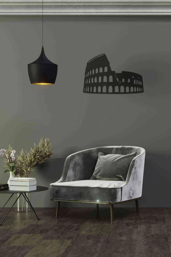 Arena Figürlü Duvar Dekoru Siyah Ahşap Lazer Mdf