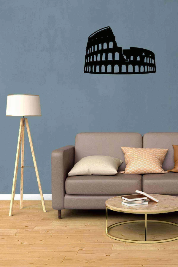 Arena Figürlü Duvar Dekoru Siyah Ahşap Lazer Mdf