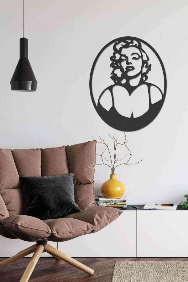 Marilyn Monroe Duvar Dekoru Siyah Ahşap Lazer Tablo Mdf