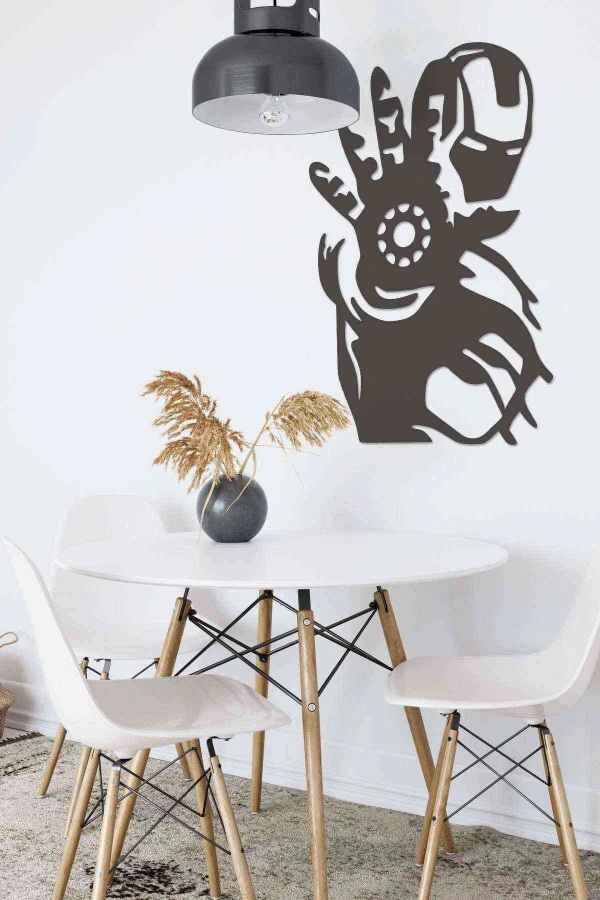 İron Man Yeni Duvar Dekoru Siyah Ahşap Lazer Mdf