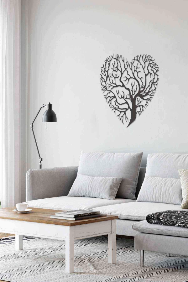 Kalp Köklü Lazer Kesim Dekoratif Tablo Ahşap Duvar Süsü