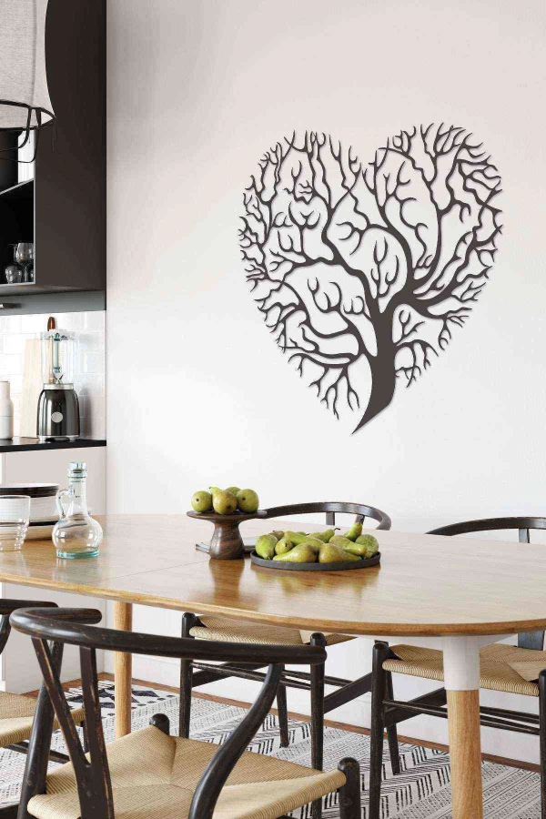 Kalp Köklü Lazer Kesim Dekoratif Tablo Ahşap Duvar Süsü