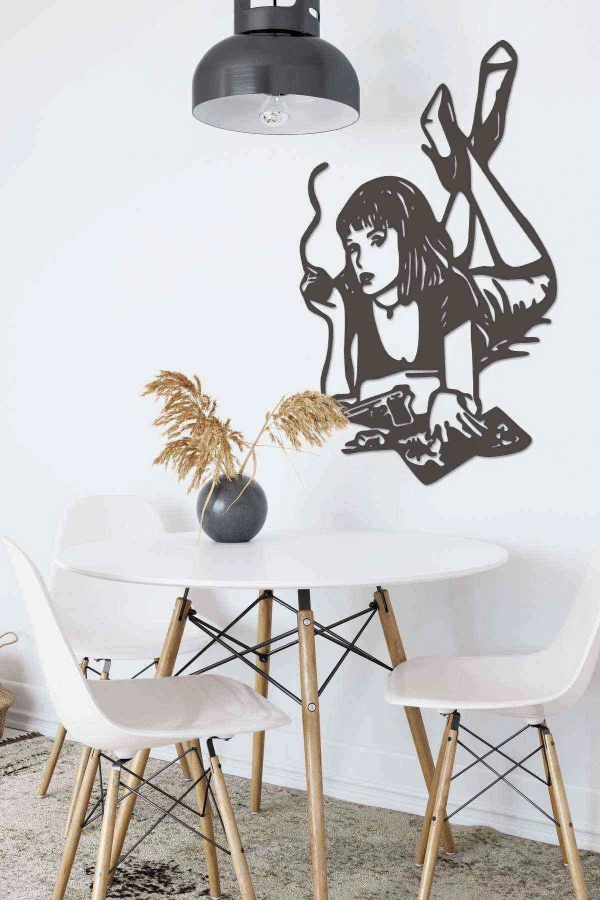 Kadın Duman Duvar Dekoru Siyah Ahşap Lazer Tablo Mdf