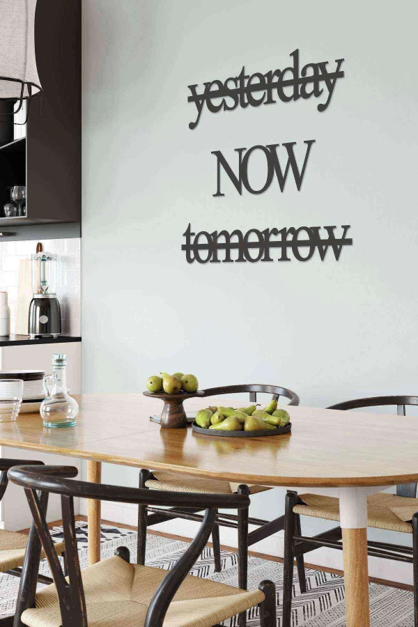 İngilizce Zaman Harfli Ahşap Mdf Dekoratif Tablo