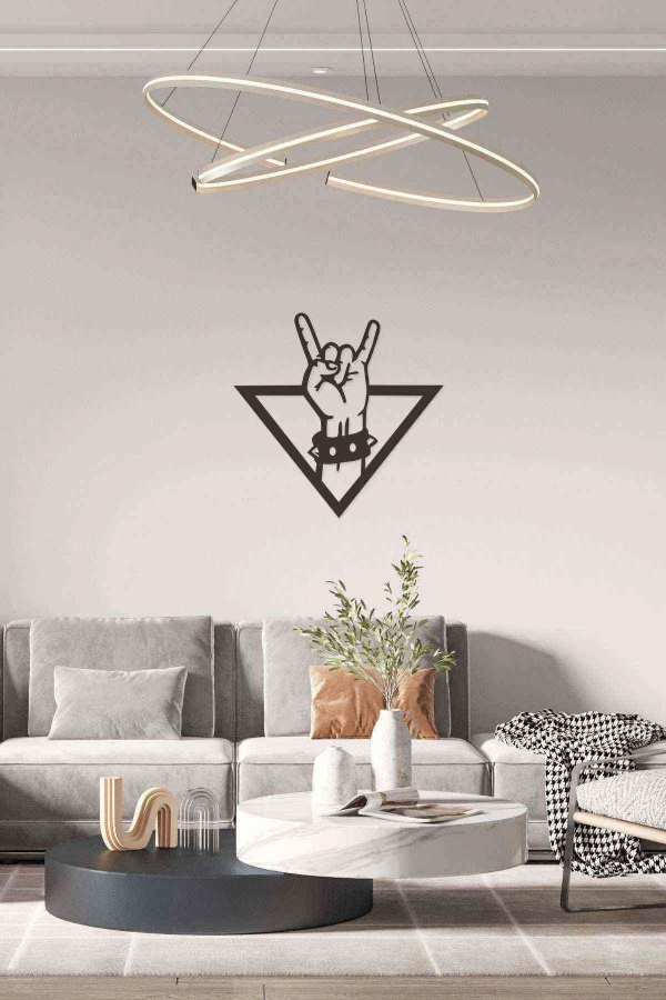 Rockn Roll Işareti Ahşap Lazer Duvar Dekoru Tablo Mdf
