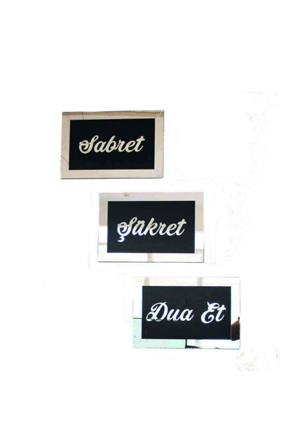 Sabret Şükret Dua Et 3lü Set (25*15) Gümüş