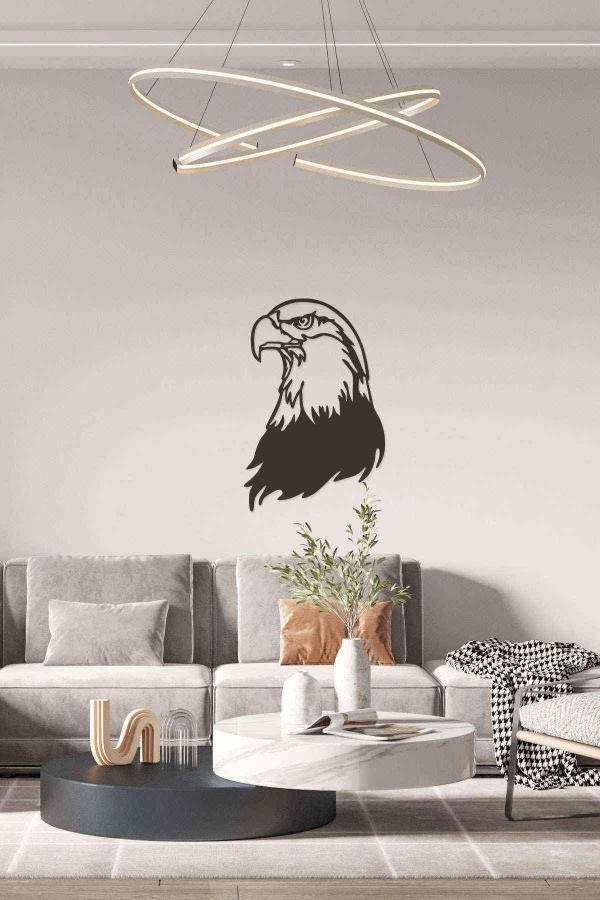 Kartal Figürlü Siyah Ahşap Lazer Duvar Dekoru Tablo Mdf