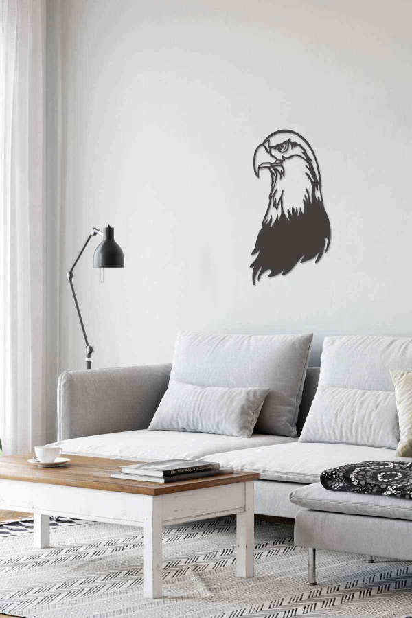 Kartal Figürlü Siyah Ahşap Lazer Duvar Dekoru Tablo Mdf