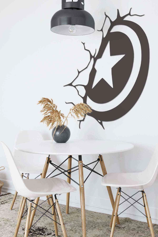 Kaptan Amerika Lazer Kesim Dekoratif Tablo Ahşap Duvar Süsü