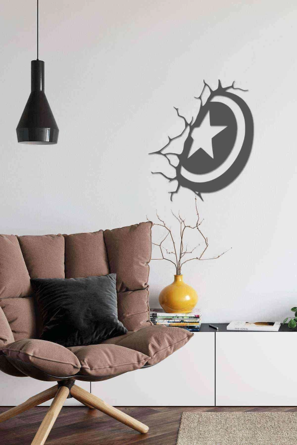 Kaptan Amerika Lazer Kesim Dekoratif Tablo Ahşap Duvar Süsü