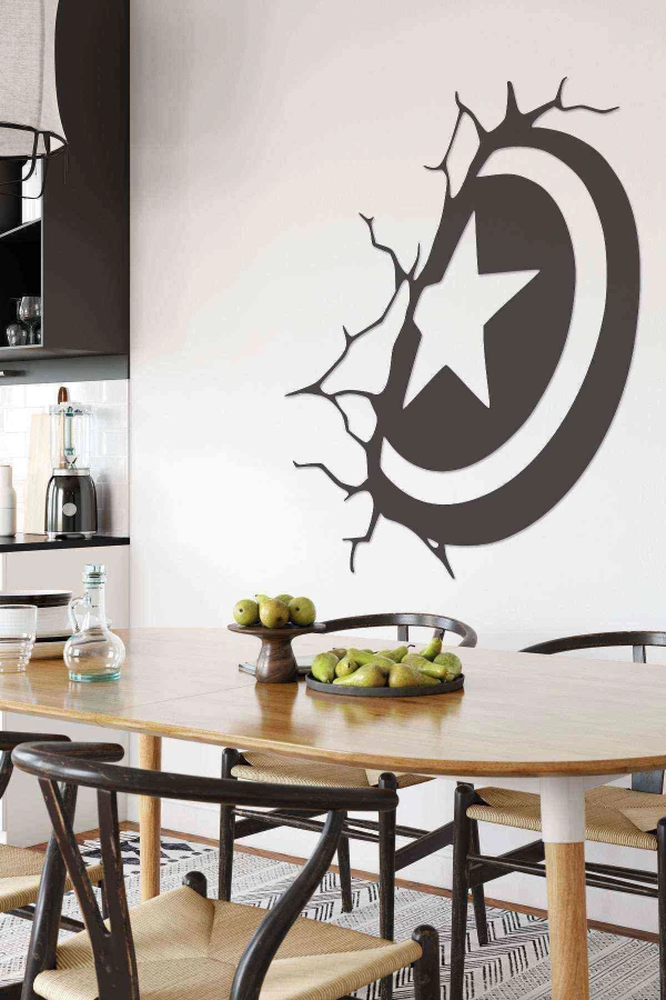 Kaptan Amerika Lazer Kesim Dekoratif Tablo Ahşap Duvar Süsü