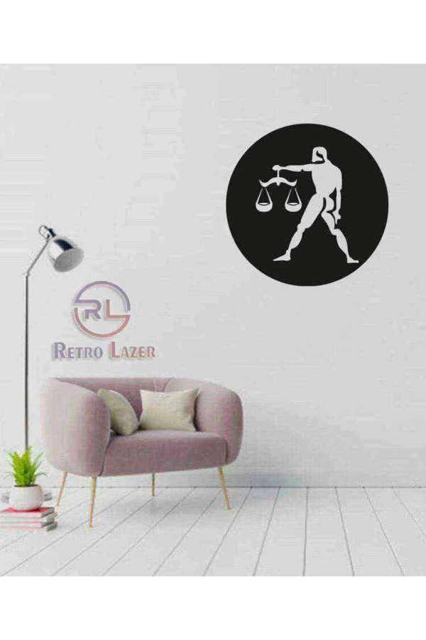 Terazi Burcu Duvar Dekoru Siyah Ahşap Lazer Tablo Mdf