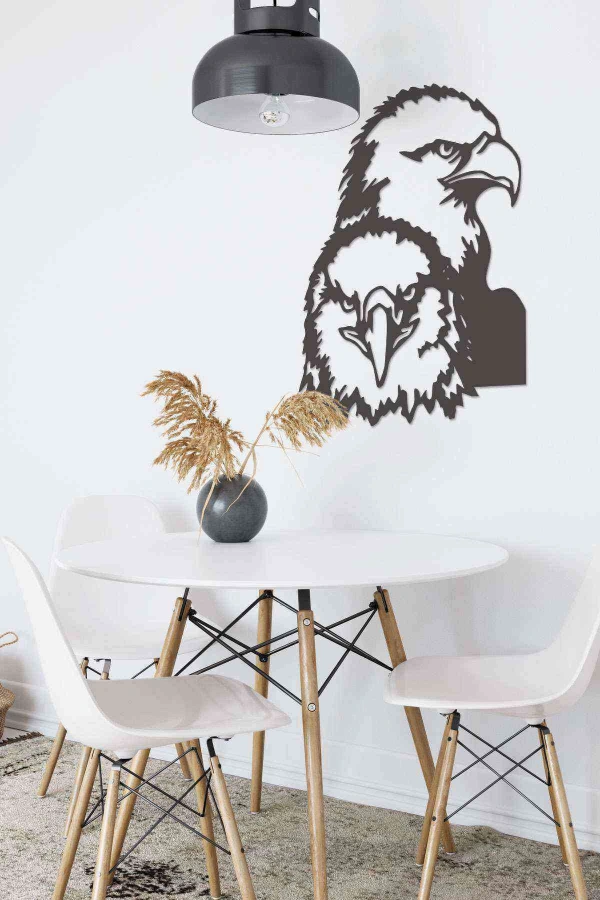 Kartal Çift Baş Figürlü 3d Mdf Tablo Evinize Ofisinize Yeni Tarz