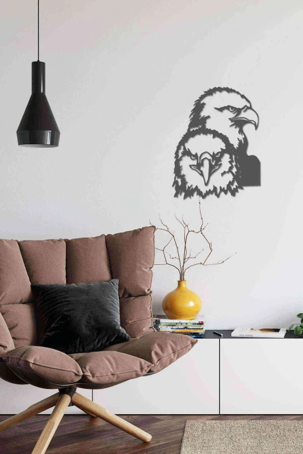 Kartal Çift Baş Figürlü 3d Mdf Tablo Evinize Ofisinize Yeni Tarz