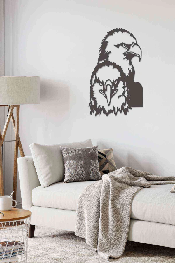 Kartal Çift Baş Figürlü 3d Mdf Tablo Evinize Ofisinize Yeni Tarz