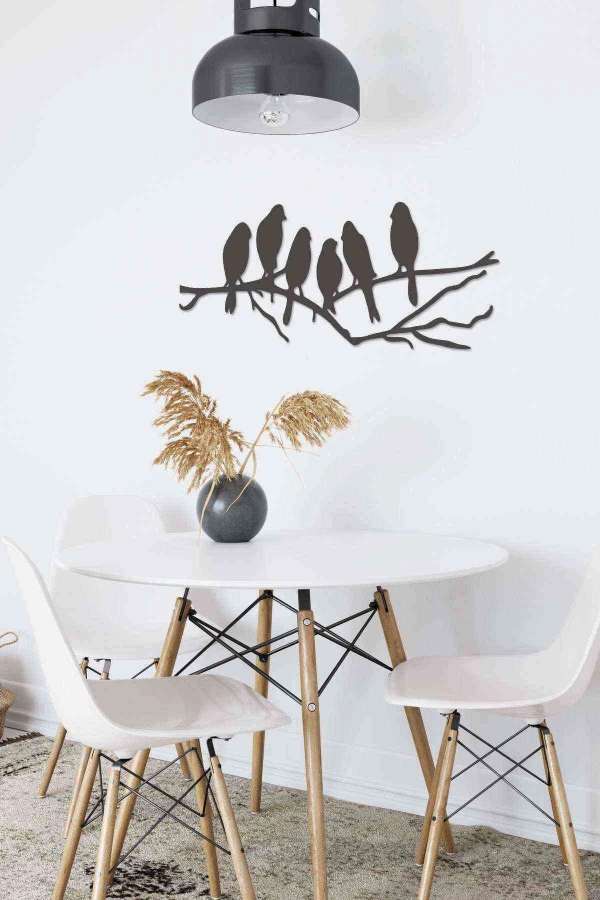 Dal Üstünde Kuşlar 3D Mdf Tablo Evinize Ofisinize Yeni Tarz Wall