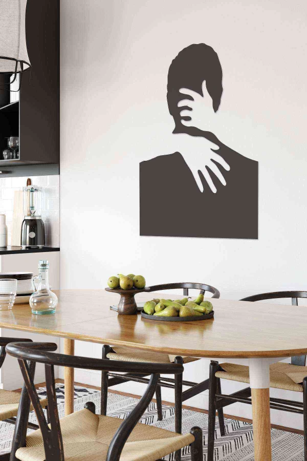 Erkek Sarılma Figürü 3d Mdf Tablo Evinize Ofisinize Yeni Tarz