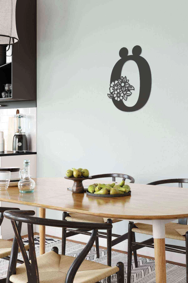 Ö Harfi Tag Duvar Tablosu Siyah Ahşap Lazer Mdf