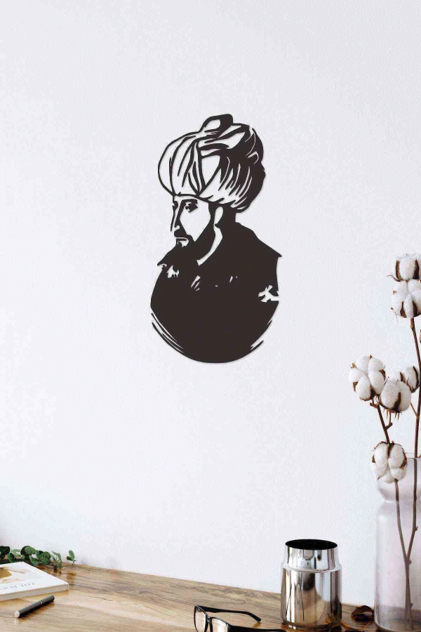 Fatih Sultan Mehmet Dekoratif Duvar Tablosu Siyah Ahşap Lazer Mdf