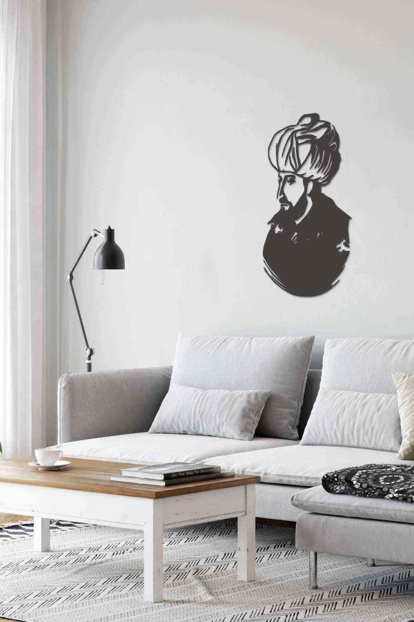 Fatih Sultan Mehmet Dekoratif Duvar Tablosu Siyah Ahşap Lazer Mdf