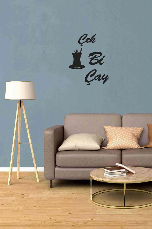 Çay Var Içersen Duvar Dekoru Tablosu Siyah Ahşap Lazer Mdf