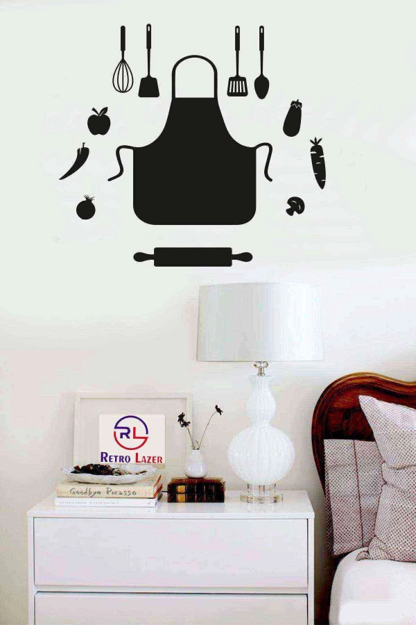 Mutfak Dekoratif Duvar Dekoru Siyah Ahşap Lazer Tablo