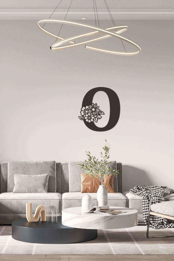 O Harfi Tag Duvar Tablosu Siyah Ahşap Lazer Mdf