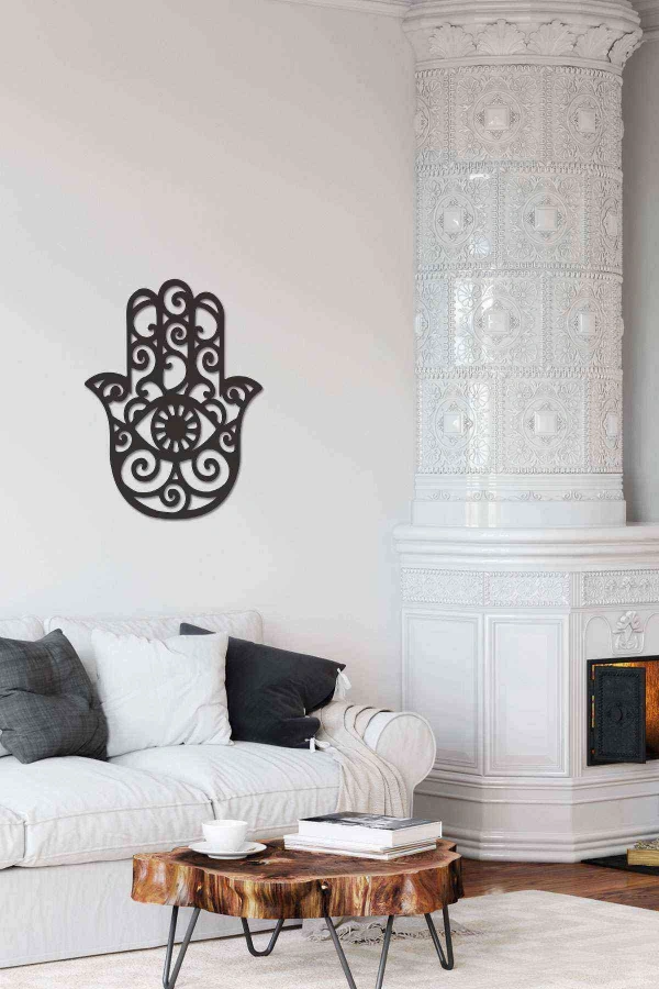 Fatma Ana Eli Dekoratif Duvar Tablosu Siyah Ahşap Lazer Mdf