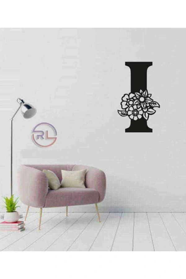 I Harfi Tag Duvar Tablosu Siyah Ahşap Lazer Mdf