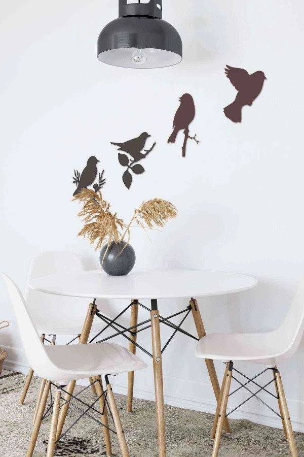 Dekoratif Modern Dörtlü Kuş Duvar SüsüYeni Duvar Dekoru