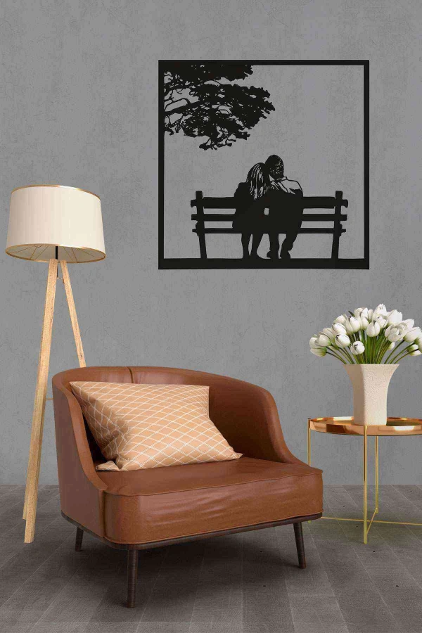Aşk Tablo Dekoratif Duvar Tablosu Siyah Ahşap Lazer Mdf