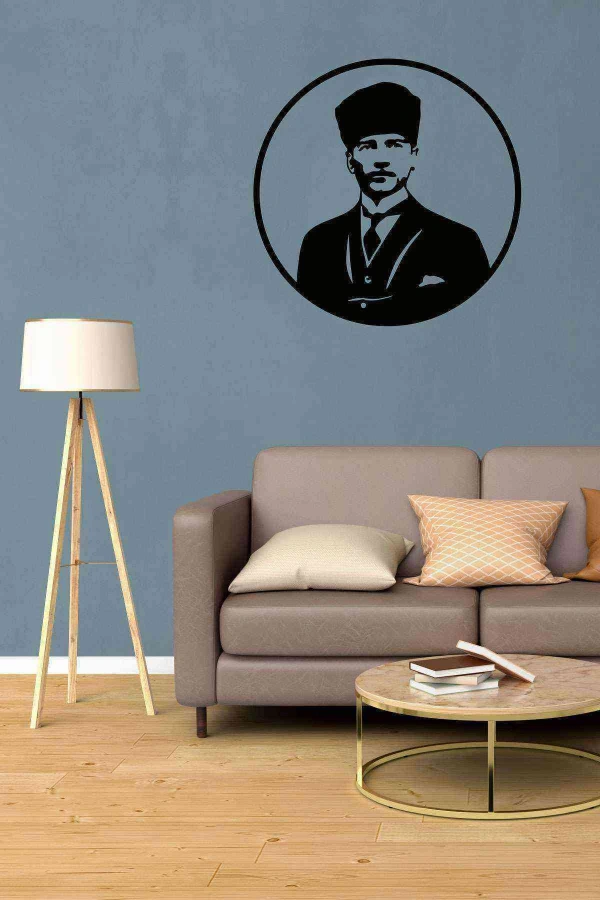 Atatürk Figürü Yeni Duvar Dekoru Siyah Ahşap Lazer Mdf