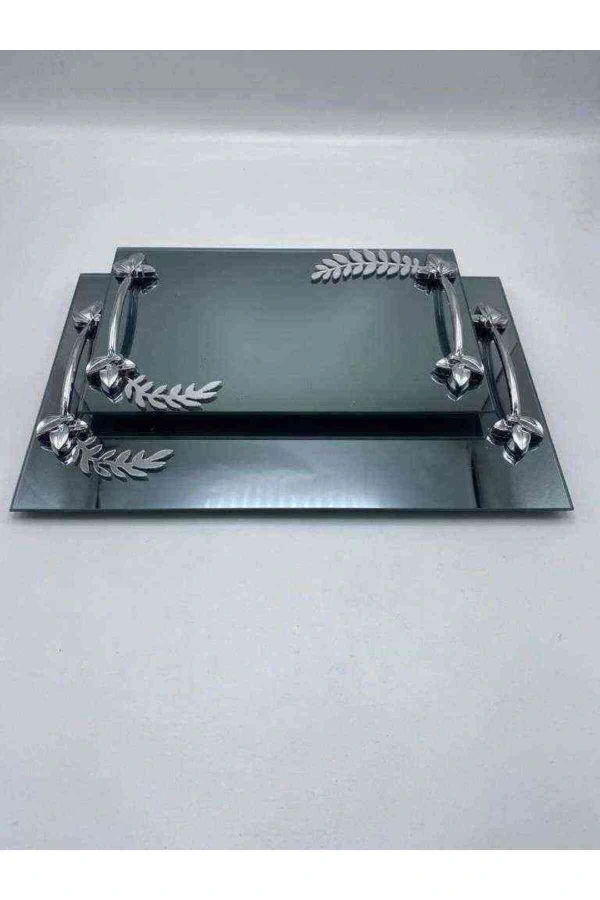 Yaprak Yüzük Tepsisi ve Damat Kahvesi Set Tepsi Gümüş