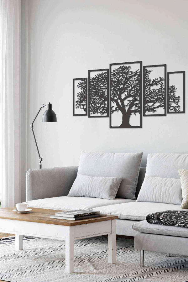 Hayat Ağacı 150 Cm Duvar Dekoru Tablosu Siyah Ahşap Lazer Mdf