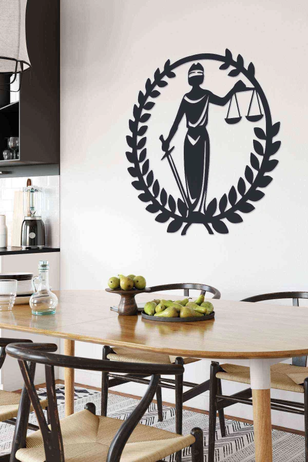 Adalet Duvar Dekoru Tablosu Siyah Ahşap Lazer Mdf